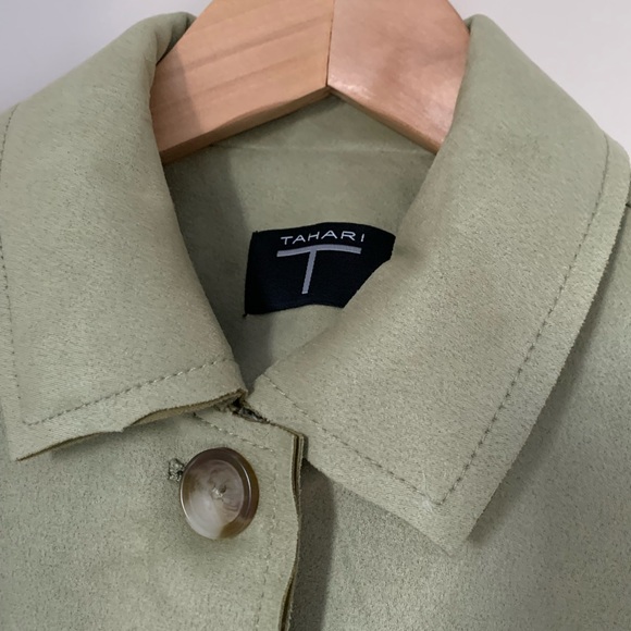 Tahari Olive Faux Suede Jacket - Picture 3 of 5